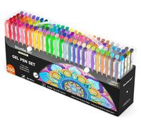 Stylos gel pour colorier, coffret de 260 stylos, 130 couleurs, avec recharges, effets pailleté, néon, pastel et métallisé