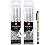 Stylos Gel - Sakura - Gelly Roll Blanc - 3 Stylos Bright White - Mix-Size 05/08/10 - Lot De 3 Basic 08