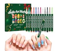 Stylos - Lot de 12 marqueurs de couleur, pigments à séchage rapide, kit de dessin d'ongles à faire soi-même, flux de peinture facile avec pinceau de précision | Décoration d'ongles créative pour