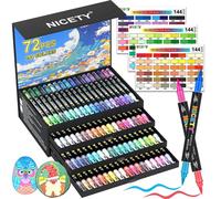 Stylos marqueurs à base d'acrylique, 144 couleurs, ensemble de 72 pièces, pointe pinceau, pour bois, verre, céramique