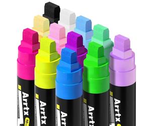 Stylos marqueurs à base d'acrylique, lot de 12, pointe conique de 10 mm, résistants à l'eau, pour carton, plastique, bois, métal et verre