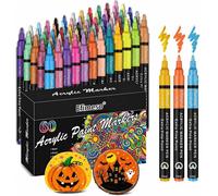 Stylos marqueurs acryliques, 60 couleurs, résistants à l'eau, pour pierre, bois, céramique, verre, métal, tissu, pointe de 0,7 mm, ensemble de marqueurs