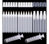 Stylos marqueurs acryliques rechargeables, ensemble de 18 pièces, couleur blanche, avec 3 embouts et 2 seringues de recharge