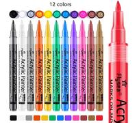 Stylos Marqueurs De Peinture Acrylique 12 Couleurs, Qualité Supérieure, Étanche, Peinture Permanente, Art, Ensemble Pour Peinture De Roche, Projets Artisanaux De Bricolage