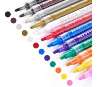 Stylos Marqueurs De Peinture Acrylique 12 Couleurs, Qualité Supérieure, Étanche, Permanent, Pour Peinture Artistique, Peinture De Roche, Projets Artisanaux De Bricolage
