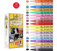 Stylos Marqueurs Pour Peinture Acrylique, 18 Pièces, Pour Peinture Sur Roche, Céramique, Verre, Bois, Tissu, Toile, Tasses, Fournitures Artisanales De Bricolage À Base D'eau