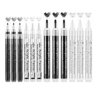 Stylos Marqueurs Pour Peinture Acrylique, Noir Et Blanc, Extra Fin 0.7mm, Pointe Moyenne 3mm, Marqueurs Artistiques Étanches Pour Peinture Rock