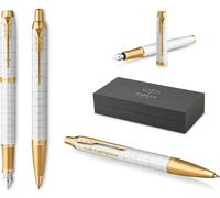 Stylos Parker IM, plume et bille, avec gravure - Stylo - Coffret cadeau - Encre bleue - Cadeau personnalisé - Anniversaire