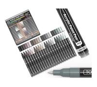 Stylos peinture acrylique - TOOLI-ART - Pro Color Series - Lot 22 gris - Pointe 0,7 mm extra-fine - Encre pigmentée
