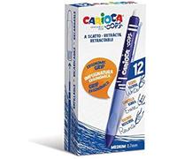 Stylos Retractable CARIOCA Oops - Lot de 12 Stylos à Bille Rechargeables Effaçables - Bleu