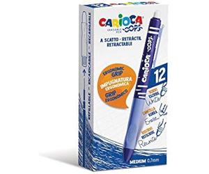 Stylos Retractable CARIOCA Oops - Lot de 12 Stylos à Bille Rechargeables Effaçables - Bleu