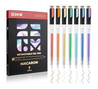 Stylos rétractables à encre gel macaron, 7 couleurs, grande capacité, stylos à encre gel pastel crémeux pour coloriage adulte, pointe fine de 1 mm, stylo de couleur lisse pour dessin kawaii, prise de