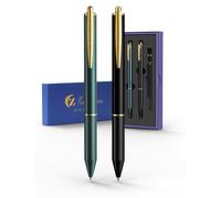 Stylos rétractables en métal, 2 stylos + 2 recharges, pointe fine, noir/rouge