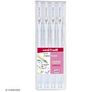 Pochette stylos roller gel Signo Pastel - Ecriture moyenne 0,7 mm - Blanc - 4 pcs G