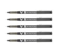 Stylos roller Hi-Tecpoint V5 - Pilot - Lot de 5 - Encre liquide - Pte Fine Noir