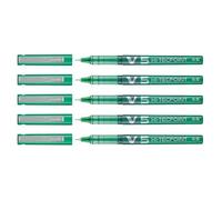 Stylos roller PILOT Hi-Tecpoint V5 - Encre liquide - Pointe Fine - Lot de 5 - Vert
