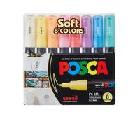 Stylos UNI POSCA PC1MC - Lot de 8 - Pointe ogive extra fine - Diverses couleurs