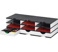 styro 268-0303.0905S Stylo Station de tri styrodoc trio, 9 compartiments, noir/blanc
