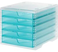 styro 275-8430.25224 styro Schubladenbox styroswingbox light aqua DIN C4 mit 5 Schubladen