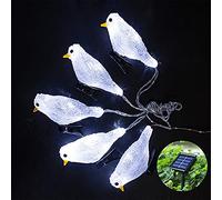 SUAVER 5pcs D'oiseau Guirlande Lumineuse Solaire d'extérieur,Lumière de Noël étanche Guirlande Solaire Décoration de jardin avec clip pour pelouse,terrasse,vacances (Blanc)