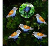 SUAVER 5pcs D'oiseau Guirlande Lumineuse Solaire d'extérieur,Lumière de Noël étanche Guirlande Solaire Décoration de jardin avec clip pour pelouse,terrasse,vacances (Jaune blanc)