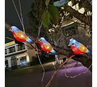 SUAVER 5pcs D'oiseau Guirlande Lumineuse Solaire d'extérieur,Lumière de Noël étanche Guirlande Solaire Décoration de jardin avec clip pour pelouse,terrasse,vacances (Rouge jaune)