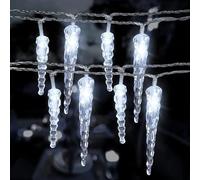 SUAVER Guirlande lumineuse à stalactites LED pour intérieur et extérieur, étanche 10M 80 LED, alimentée par piles, pour décoration de Noël, effet pluie de météores, lumières pour jardin et décoration