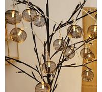 SUAVER Guirlande lumineuse Lanterne décorative Éclairage féérique Boules en Métal fleurs à Piles Décoration de Noël lumineuse Fairy lights pour chambre,fête,jardin,mariage (Noir, 2m 10LED)