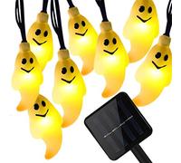 SUAVER Guirlande Lumineuse Solaire, Imperméable 16.4ft 20 LED Fantôme Lampes Cordes,Lumineux de Noël Décoration Intérieur et Extérieur pour Jardins, Terrasse, Patio, Café,Lampe de Fête (Blanc Chaud)