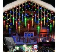 SUAVER Guirlande lumineuse Solaire Stalactite,4m 19gouttes 96LED Éclairage de Noël Étanche Solaire Rideau Lumineuse 8 Mode Lumières de chaîne pour Mariage,Jardin,Toit,Fête Décoration (Multicolore)