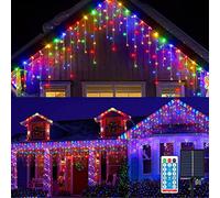 SUAVER Guirlande Solaire Extérieur, Cascade Rideau Lumineux 10M 300 LED Lumineuse Solaire Étanche 8 Modes Guirlande Lumineuse Solaire,Lumières de Noël Décoratives Pour Jardin,Patio,Fêtes (Couleur)