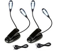 SUAVER Lampe de Lecture,Deux Têtes Liseuse Lampe Clip 8LED 2 Modes Luminosité Réglable Lampe Clipsable 360°Cou Flexible Portable Veilleuse Lampe de Chevet pour Voyage Lecture de Nuit (2pack)