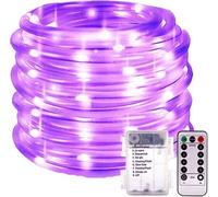 SUAVER Tube Lumineux à Pile LED Guirlande Lumineuse Corde avec télécommande,Étanche Luminosité Variable Tuyau de Intérieures et Extérieures,Décoration Fête,Mariage,Noë (Violet, 10m 100LED)
