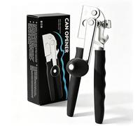 suaywo Ouvre-boîte professionnel et ouvre-boîte de sécurité en acier inoxydable, coupe lisse, grande poignée à manivelle, poignée ergonomique, antidérapant, respectueux de l'arthrose, ouvre-boîte
