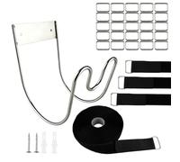 suaywo Support de tuyau en acier inoxydable, support mural pour tuyau | Suspension pour tuyau d'arrosage, montage mural pour l'intérieur et l'extérieur, avec bande , vis et clips en fer