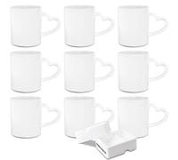 SUBLOVER 11 oz Ensemble de 9 Blanc tasses à sublimation, Céramique Personnalisé Mugs et Tasses à café pour Cadeau Collègue Idée Cadeau Original