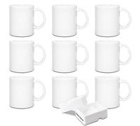 SUBLOVER 11 oz Ensemble de 9 Blanc tasses à sublimation, Céramique Personnalisé Mugs et Tasses à café pour Cadeau Collègue Idée Cadeau Original