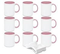 SUBLOVER 11 oz Ensemble de 9 Blanc tasses à sublimation, Céramique Personnalisé Mugs et Tasses à café pour Cadeau Collègue Idée Cadeau Original(Couleur rose)