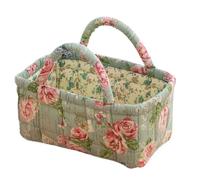 SUBLXPoten Paniers De Rangement MatelasséS à Motif Floral Panier de rangement en tissu coton épais petite taille, Organization à domicile for cosmétiques, jouets, collations, ménager