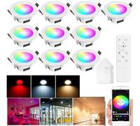 SUBOSI 10er wifi Bluetooth 5W intelligent LED spot encastré rgbic + blanc chaud/blanc froid/blanc 5 en 1 spot encastré Dimmer 230v lampe encastrée avec télécommande Smart Bridge