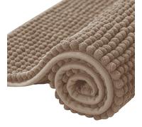 subrtex Tapis de Bain en Chenille Doux et Court en Peluche Douce - Absorbant l'eau - Séchage Rapide - Lavable en Machine - Marron Taupe, 50,8 x 81,3 cm