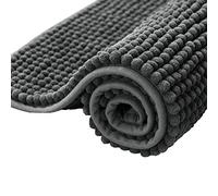 subrtex Tapis de Bain Extra Absorbant Tapis pour Sortie de Douche en Microfibre Chenille Lavable en Machine (40×60cm, Gris)