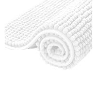 subrtex Tapis de Bain Extra Absorbant Tapis pour Sortie de Douche en Microfibre Chenille Lavable en Machine (40×60cm, Blanc)