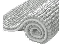 subrtex Tapis de Bain Extra Absorbant Tapis pour Sortie de Douche en Microfibre Chenille Lavable en Machine (40×60cm, Gris Clair)