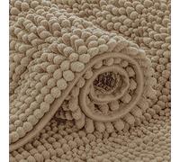subrtex Tapis de Salle de Bain Chenille à Rayures en Peluche Douce pour Salle de Bain Absorbant l'eau, séchage Rapide, Lavable en Machine (Sable, 50,8 x 81,3 cm)