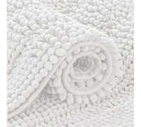 subrtex Tapis de Salle de Bain Chenille à Rayures en Peluche Douce pour Salle de Bain Absorbant l'eau, séchage Rapide, Lavable en Machine (Ivoire, 61 x 152,4 cm)