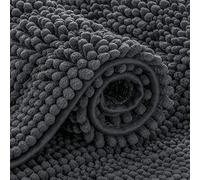 subrtex Tapis de Salle de Bain Chenille à Rayures en Peluche Douce pour Salle de Bain Absorbant l'eau, séchage Rapide, Lavable en Machine (Gris, 61 x 152,4 cm)