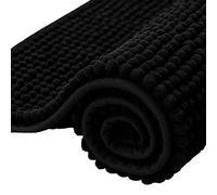 subrtex Tapis de Salle de Bain Chenille Doux et Court en Peluche Douce Absorbant l'eau, séchage Rapide, Lavable en Machine (Noir, 40,6 x 61 cm)