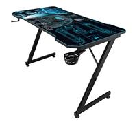 Subsonic - Bureau Gaming Batman 120 x 60 cm pour PC Gamer | Licence Officielle - Plateau Noir Finition Carbonne Recouvert d'un Tapis de Souris XXL - Support de casque et Porte-Goblet