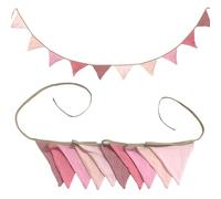 SUBTAVIK 10Pcs Guirlande de fanions en tissu pour chambre d'enfant Guirlande rose 3,15 m Guirlande de fanions en tissu pour jardin, mariage, fête prénatale, décoration de chambre de garçons (rose)